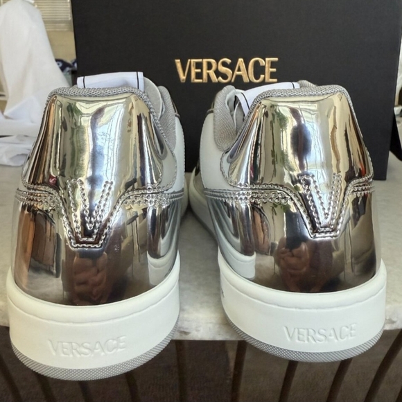 Versace MedusaMensLeather White/Silver Sneakers 11 US EU (44 - Picture 8 of 9
